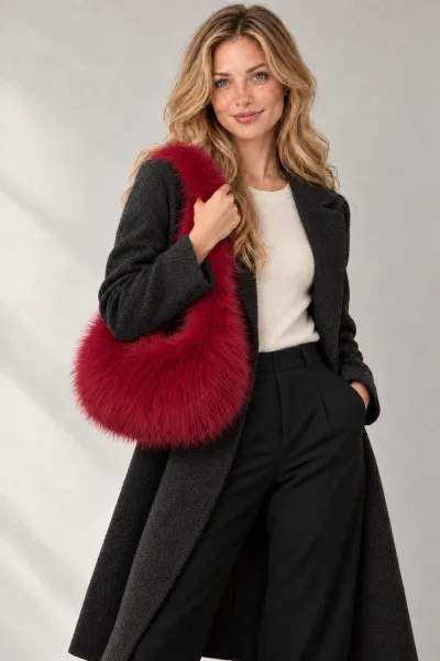 Kırmızı Yeni Sezon Kadın Peluş Çanta 494223
