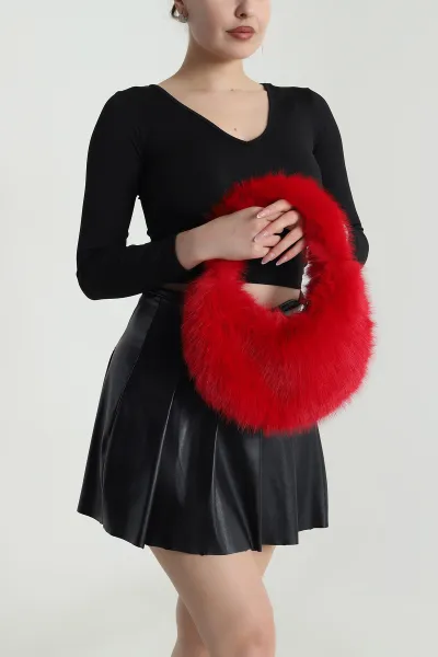 Kırmızı Yeni Sezon Kadın Peluş Çanta 494223