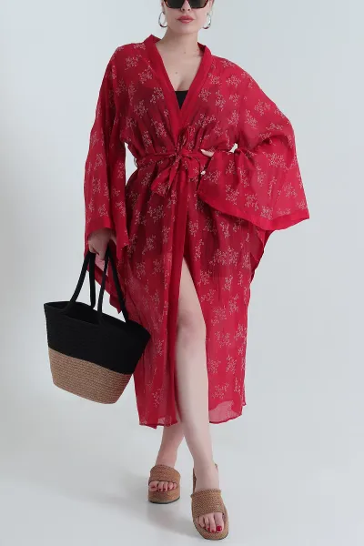 Kırmızı Yeni Sezon Tensel Kadın Kimono 477843