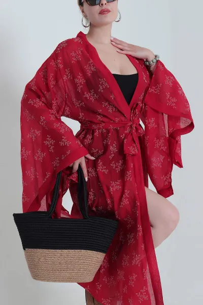 Kırmızı Yeni Sezon Tensel Kadın Kimono 477843