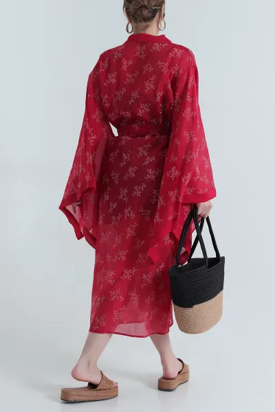 Kırmızı Yeni Sezon Tensel Kadın Kimono 477843