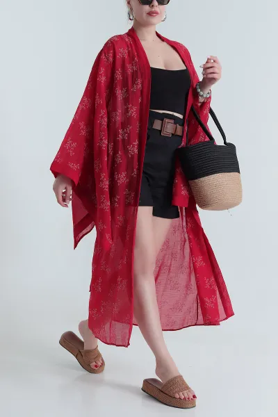 Kırmızı Yeni Sezon Tensel Kadın Kimono 477843