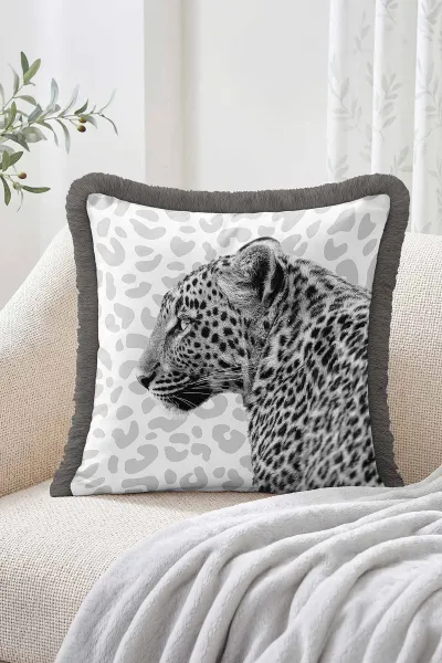 43x43 Cm Dijital Baskılı Fermuarlı Çift Taraflı Saçaklı Kırlent Kılıfı 483441