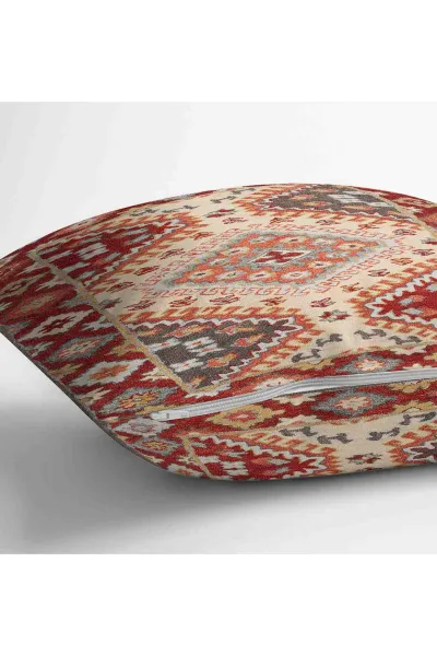 Turuncu 43x43 Dijital Baskılı Fermuarlı Modern Kırlent Kılıfı 252254