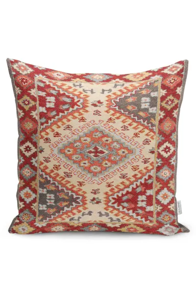 Turuncu 43x43 Dijital Baskılı Fermuarlı Modern Kırlent Kılıfı 252254