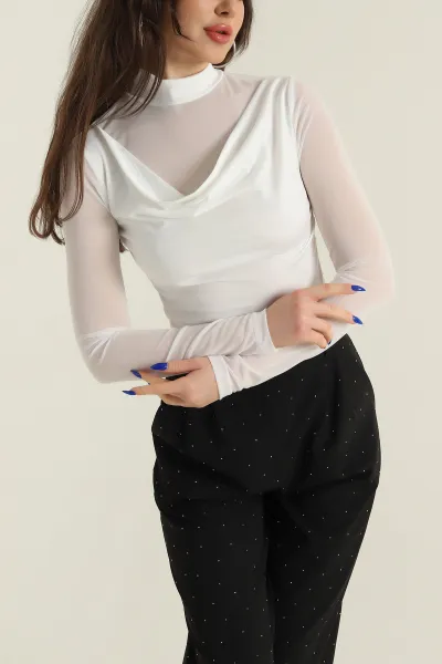 Kolları Tül Buzzy Kadın Bluz 427523