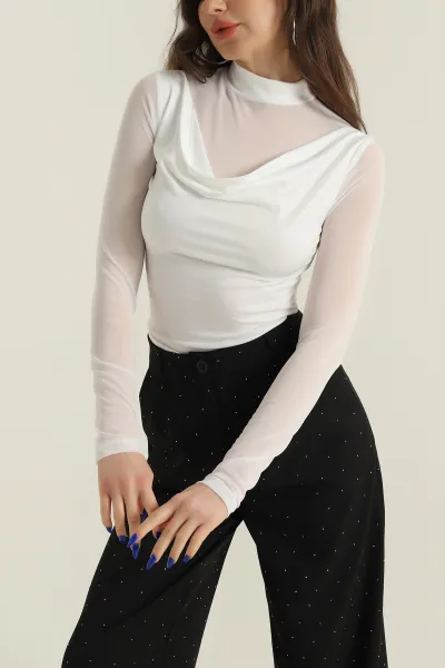Kolları Tül Buzzy Kadın Bluz 427523