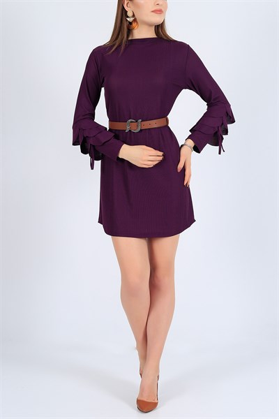 Kolu Katlı Mor Likralı Tunik 26498B