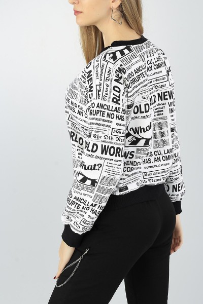 Komple Baskılı İçi Şardonlu Bayan Sweat 53417