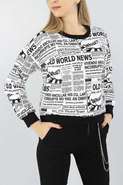 Komple Baskılı İçi Şardonlu Bayan Sweat 53417
