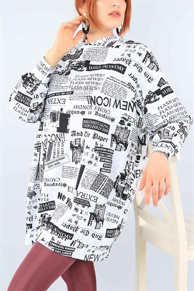 Komple Baskılı Kapüşonlu Tunik 38384
