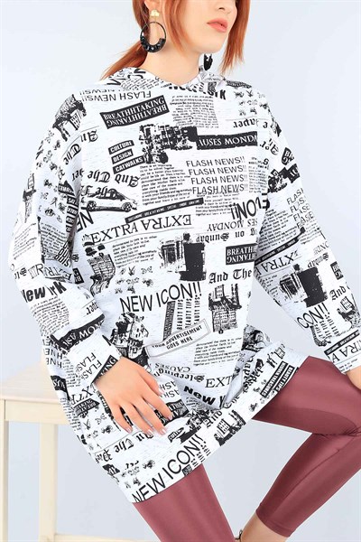 Komple Baskılı Kapüşonlu Tunik 38384