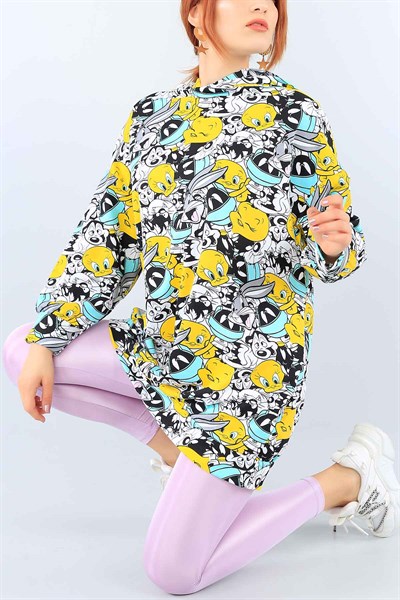 Komple Baskılı Kapüşonlu Tunik 38388