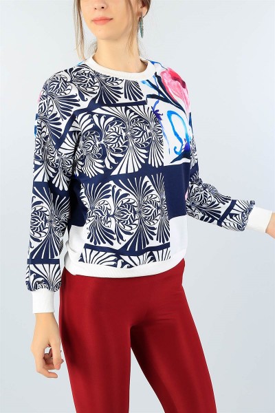 Komple Baskılı Likralı Bayan Sweat 43648