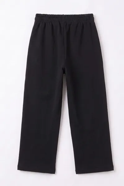 Koyu Füme (5-13 Yaş) Beli Lastikli  Bol Paça 3 İp Kız Çocuk Eşofman Altı 487050