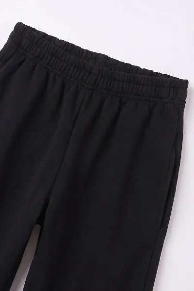Koyu Füme (5-13 Yaş) Beli Lastikli  Bol Paça 3 İp Kız Çocuk Eşofman Altı 487050