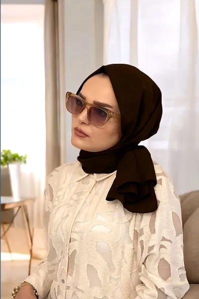 Koyu Kahve 180x70 Pamuk Kraş Kırışmaz Şal 270779