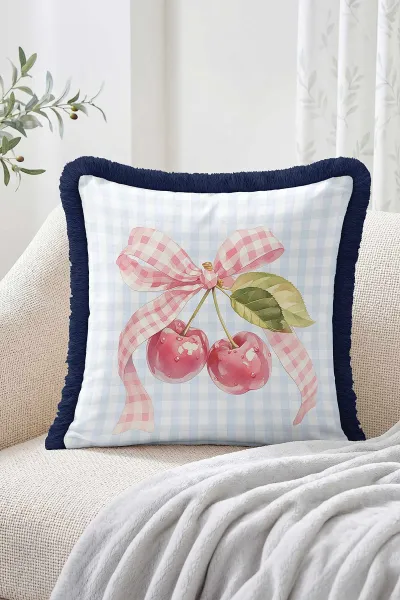 43x43 Cm Dijital Baskılı Fermuarlı Çift Taraflı Saçaklı Kırlent Kılıfı 483434