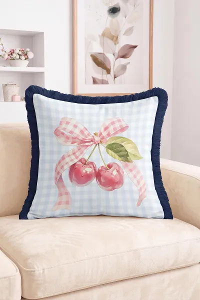 43x43 Cm Dijital Baskılı Fermuarlı Çift Taraflı Saçaklı Kırlent Kılıfı 483434