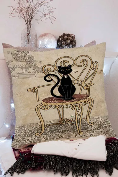 43x43 Dijital Baskılı Fermuarlı Modern Kırlent Kılıfı 308662