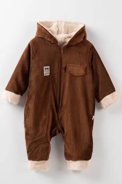 koyu-kahve-6-24-ay-kulak-figurlu-ici-pelus-onden-fermuarli-bebek-tulum-482053