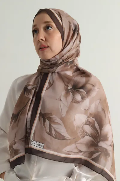 Koyu Kahve 75x180 Cm Our Fashion Dijital Baskılı Desenli Nova Şal 396788