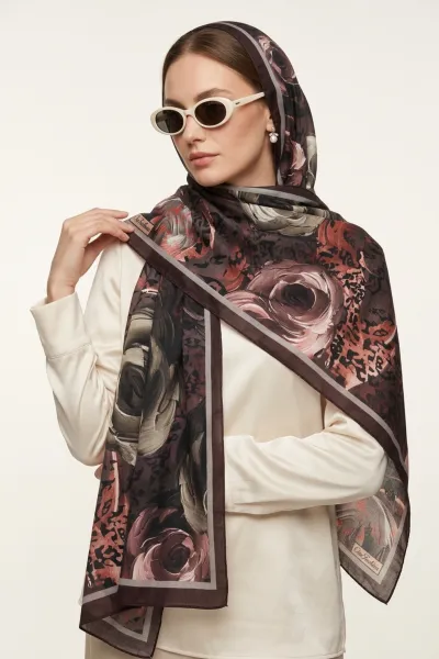 Koyu Kahve 75x180 Cm Our Fashion Dijital Baskılı Desenli Soft Şal 419665