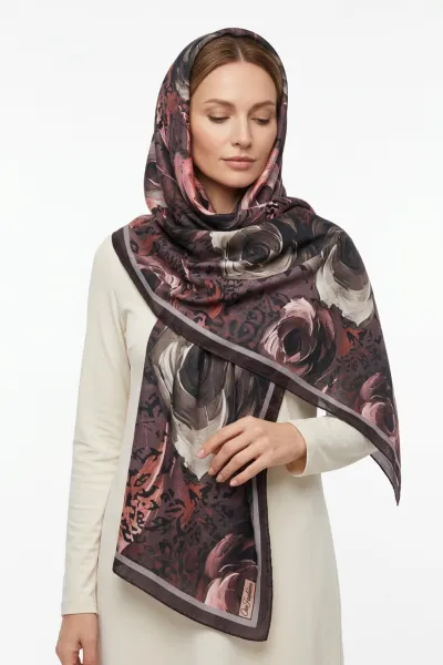 Koyu Kahve 75x180 Cm Our Fashion Dijital Baskılı Desenli Soft Şal 419665
