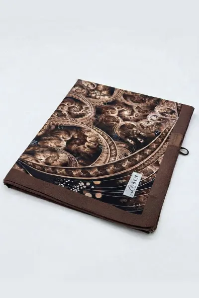 Koyu Kahve 90x90 Cm Dijital Baskılı Filigree Desen Soft Eşarp 498756