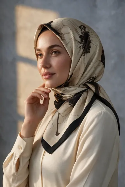 Koyu Kahve 90x90 Cm Dijital Baskılı Florenza Desen Soft Eşarp 498660