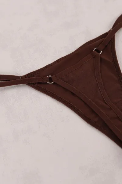 Koyu Kahve Beli Ayarlanabilir Kadın Tanga Külot 415962