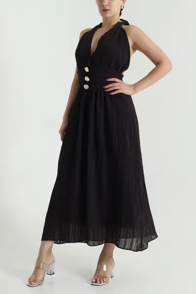 Koyu Kahve Gipeli Tencel Kadın Elbise 478563
