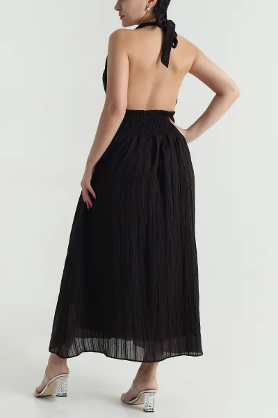 Koyu Kahve Gipeli Tencel Kadın Elbise 478563