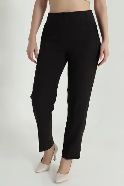 Koyu Kahve İthal Crep Kadın Pantolon 470225