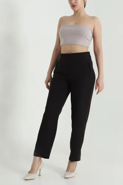 Koyu Kahve İthal Crep Kadın Pantolon 470225