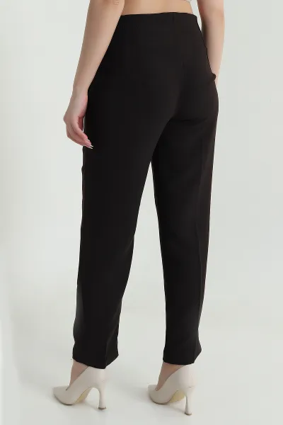 Koyu Kahve İthal Crep Kadın Pantolon 470225