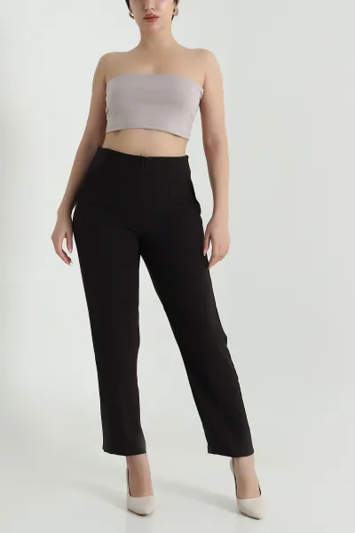 Koyu Kahve İthal Crep Kadın Pantolon 470225