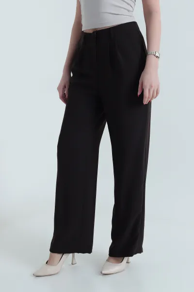 Koyu Kahve Krep Tencel Fermuarlı Cepli Kadın Pantolon 438802