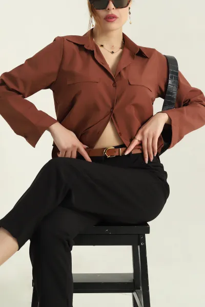 koyu-kahve-poplin-kumas-kadin-crop-gomlek-355796