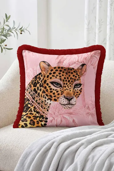 43x43 Cm Dijital Baskılı Fermuarlı Çift Taraflı Saçaklı Kırlent Kılıfı 483447