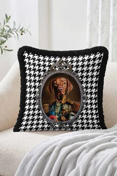 43x43 Cm Dijital Baskılı Fermuarlı Çift Taraflı Saçaklı Kırlent Kılıfı 483414