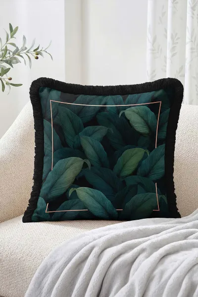 Koyu Kestane 43x43 Cm Dijital Baskılı Fermuarlı Çift Taraflı Saçaklı Kırlent Kılıfı 483477