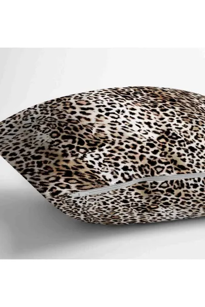Kahverengi 43x43 Dijital Baskılı Fermuarlı Modern Kırlent Kılıfı 252228