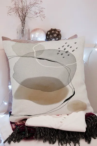 43x43 Dijital Baskılı Fermuarlı Modern Kırlent Kılıfı 308703