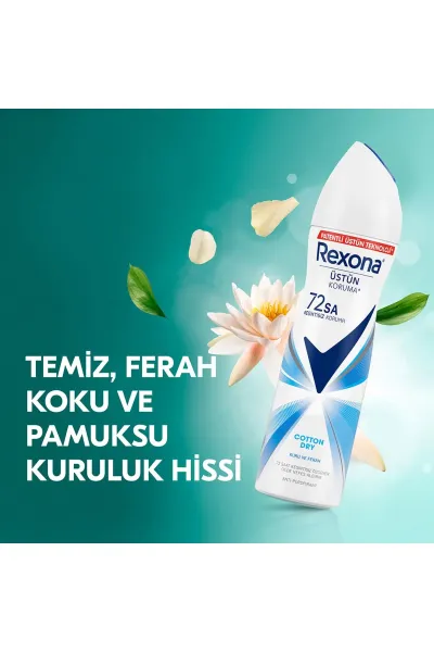 Rexona Kadın Sprey Deodorant Cotton Dry 72 Saat Kesintisiz Koruma 150 ml 287685