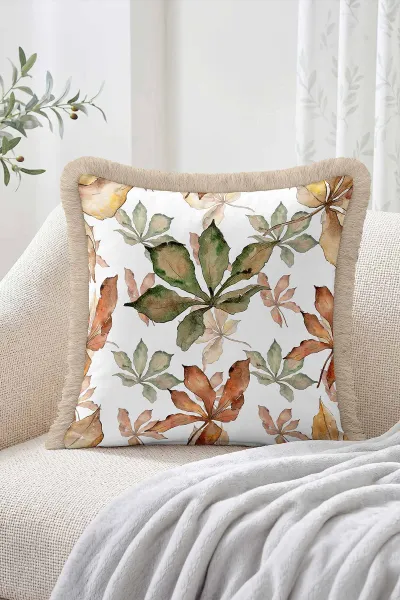 43x43 Cm Dijital Baskılı Fermuarlı Çift Taraflı Saçaklı Kırlent Kılıfı 483457