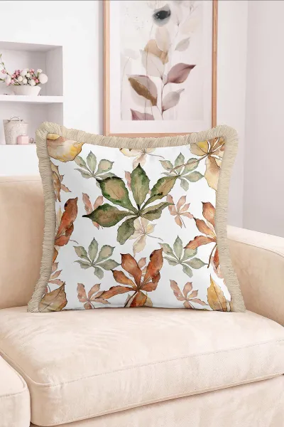 43x43 Cm Dijital Baskılı Fermuarlı Çift Taraflı Saçaklı Kırlent Kılıfı 483457