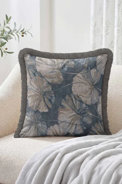 43x43 Cm Dijital Baskılı Fermuarlı Çift Taraflı Saçaklı Kırlent Kılıfı 483478