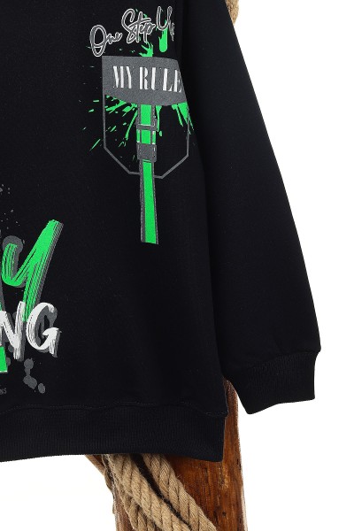 Koyu Lacivert (9-12 Yaş) Stay Strong Baskılı Erkek Çocuk Sweat 150907