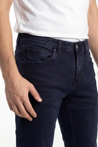 Koyu Lacivert Regular Fit Likralı Erkek Kot Pantolon 433693